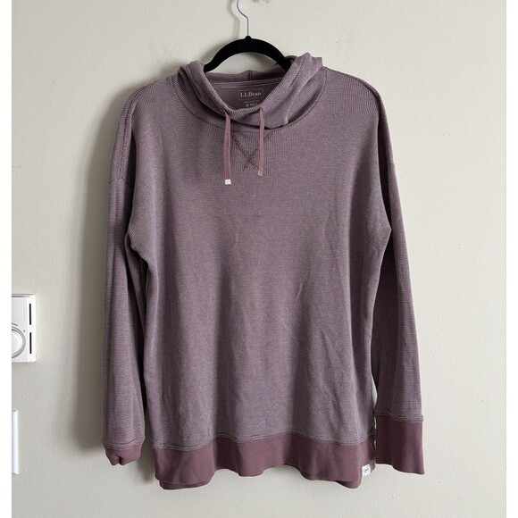 LL Bean Mens Medium Pullover Hoodie Lightweight Outdoor Hiking Multisport Purple - Picture 1 of 4